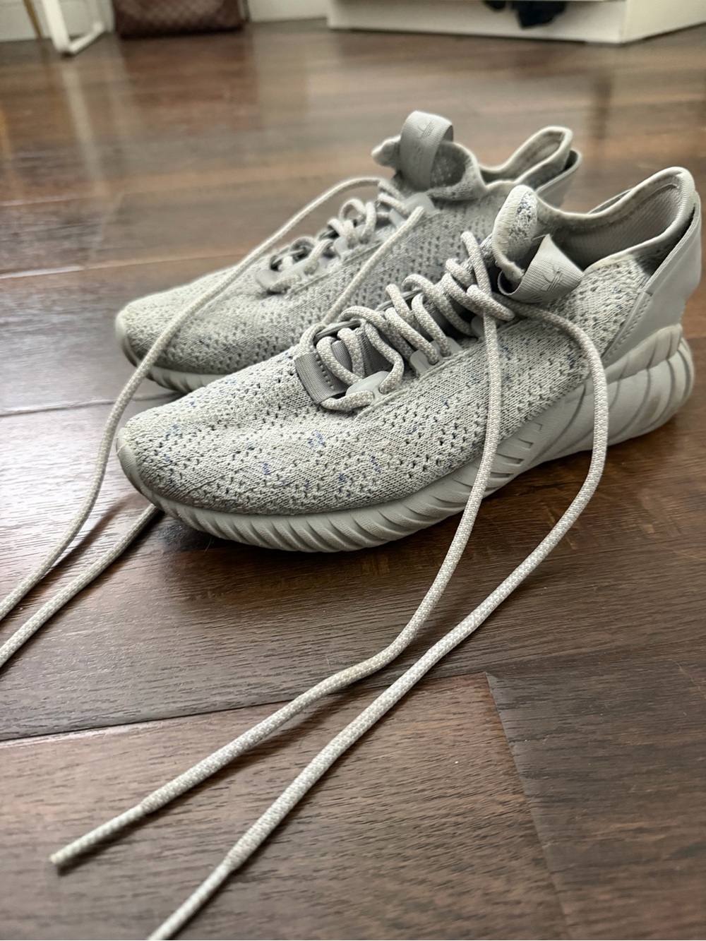 Light Gray Knit Adidas Women’s Running Sneakers